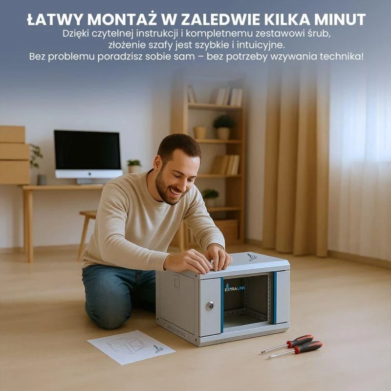 EXTRALINK 6U 10 colių sieninė spintelė pilka