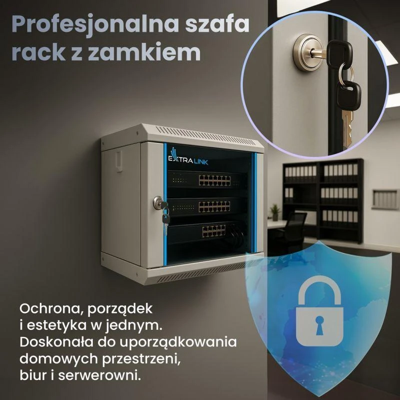 EXTRALINK 6U 10 colių sieninė spintelė pilka