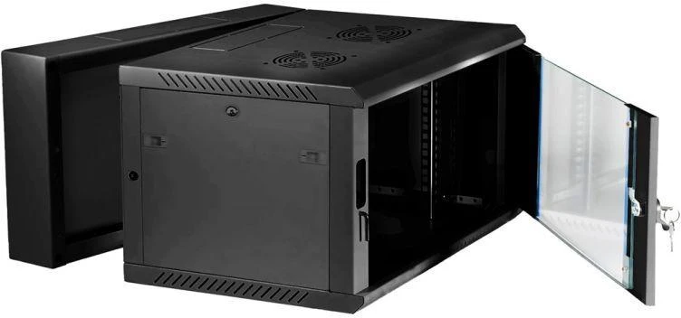 EXTRALINK 6U 600X600 AZH sieninė spintelė sūpynės tipo juodas