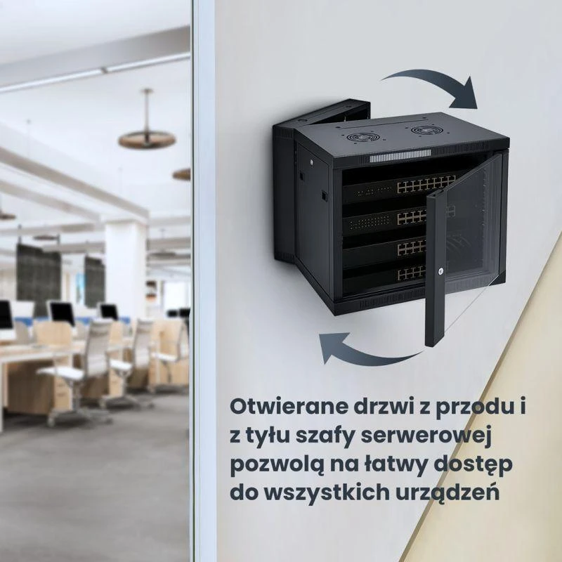EXTRALINK 6U 600X600 AZH sieninė spintelė sūpynės tipo juodas