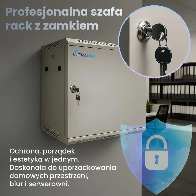 EXTRALINK 6U 600X600 ASP sieninė spintelė metalinių durų pilka