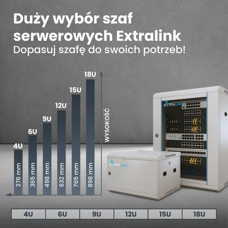 EXTRALINK 6U 600X600 ASP sieninė spintelė metalinių durų pilka