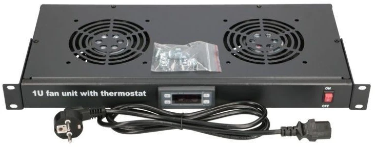 Extralink | Ventiliatoriaus skydelis | 19", 2 ventiliatoriai, su termostatu