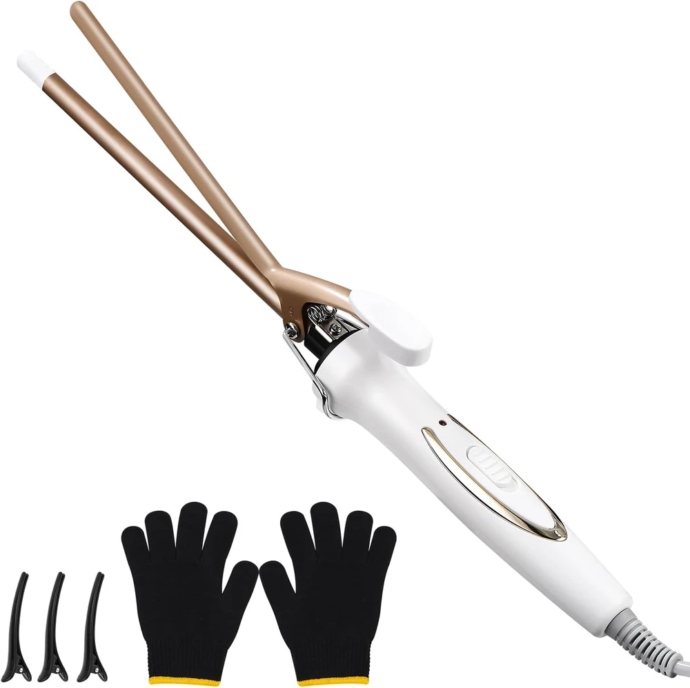 Exyvox keraminės garbanojimo žnyplės 9 mm, 120–220 °C, Rose auksinis curling irons