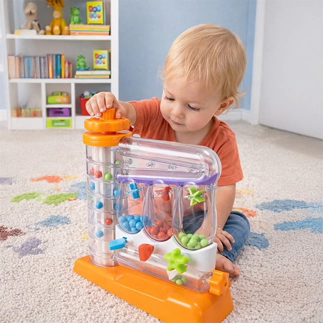 Fat Brain Toys SortAgain – sensorinis kamuoliukų rūšiavimo žaislas