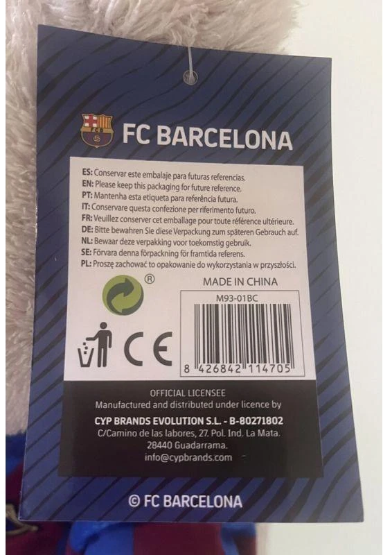 Cyp Brands FC Barcelona talizmano pliušinis meškinas 35 cm M93-01BC