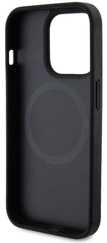 Ferrari FEHMP15LPTEK Apple iPhone 15 Pro 6.1″ juodos spalvos kietas dėklas Carbon Metal Logo MagSafe