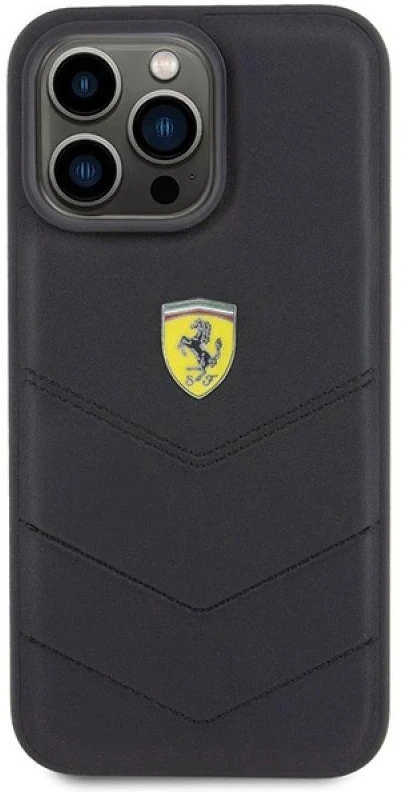 Ferrari FEHCP15XRDUK Apple iPhone 15 Pro Max 6.7″ juodos spalvos kietas dėklas Quilted Metal Logo