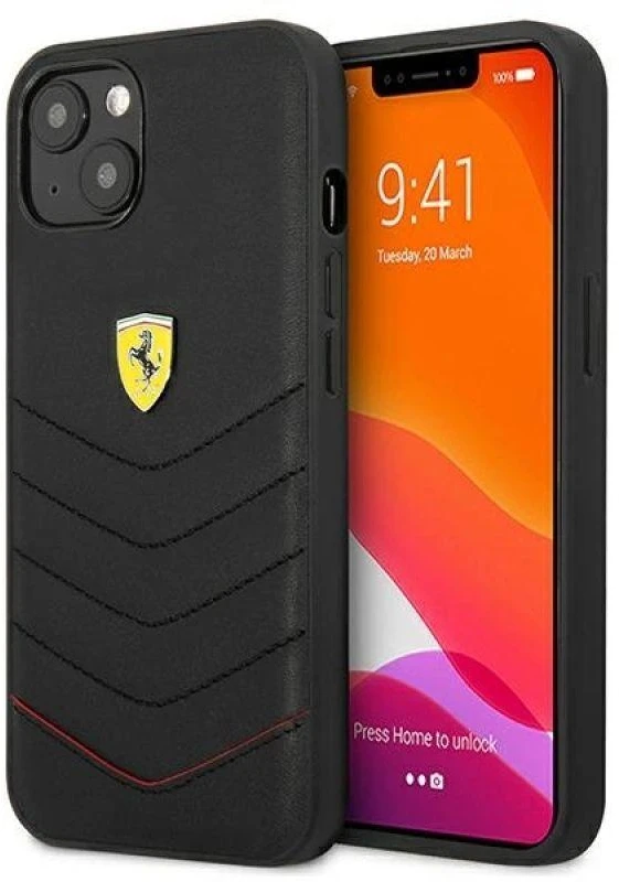 Ferrari FEHCP13SRQUK Apple iPhone 13 mini 5,4″ juodos spalvos kietas dėklas Off Track Quilted