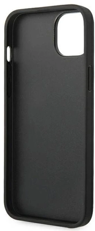 Ferrari FEHCP14MRBUK Apple iPhone 14 Plus / 15 Plus 6.7″ juodos spalvos kietas dėklas Leather Stamp Sides