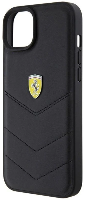 Ferrari FEHCP15MRDUK Apple iPhone 15 Plus / 14 Plus 6.7″ juodos spalvos kietas dėklas Quilted Metal Logo