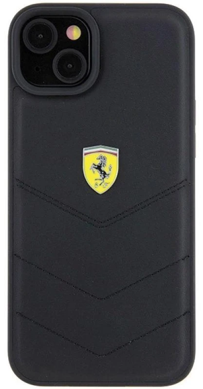 Ferrari FEHCP15MRDUK Apple iPhone 15 Plus / 14 Plus 6.7″ juodos spalvos kietas dėklas Quilted Metal Logo