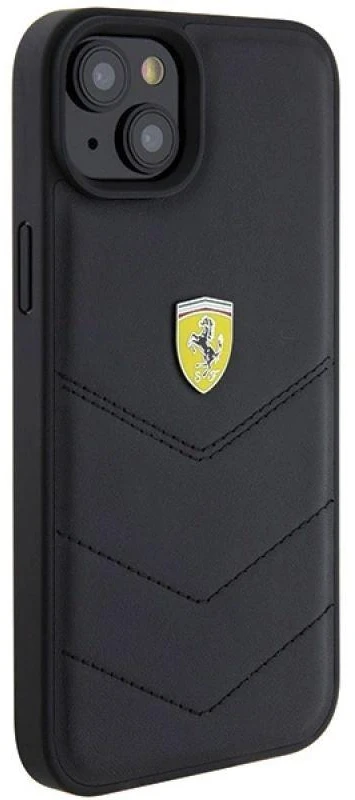Ferrari FEHCP15MRDUK Apple iPhone 15 Plus / 14 Plus 6.7″ juodos spalvos kietas dėklas Quilted Metal Logo