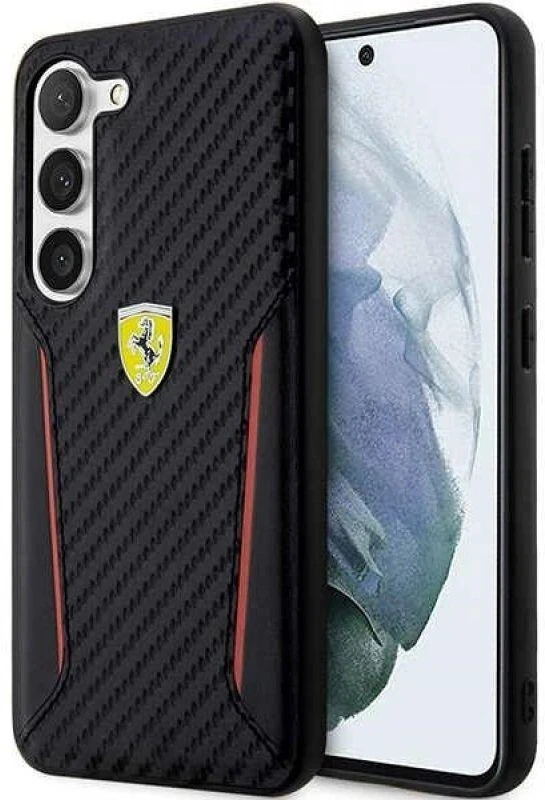 Ferrari FEHCS23MNPYK S23+ S916 juodos spalvos kietas dėklas Carbon Contrast Edges
