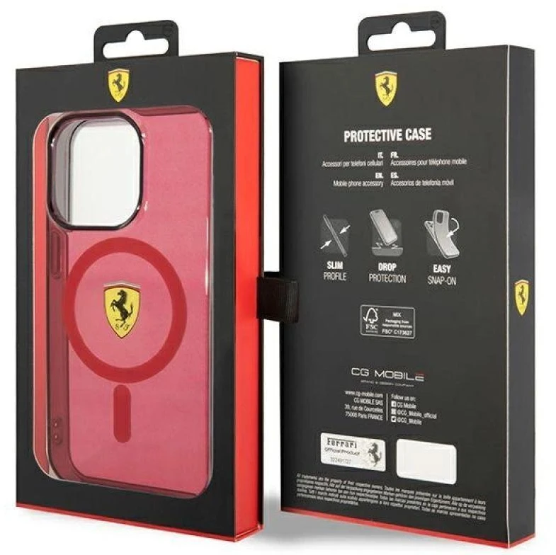 Ferrari FEHMP14LURKR Apple iPhone 14 Pro 6,1″ red kietas dėklas Translucent Magsafe