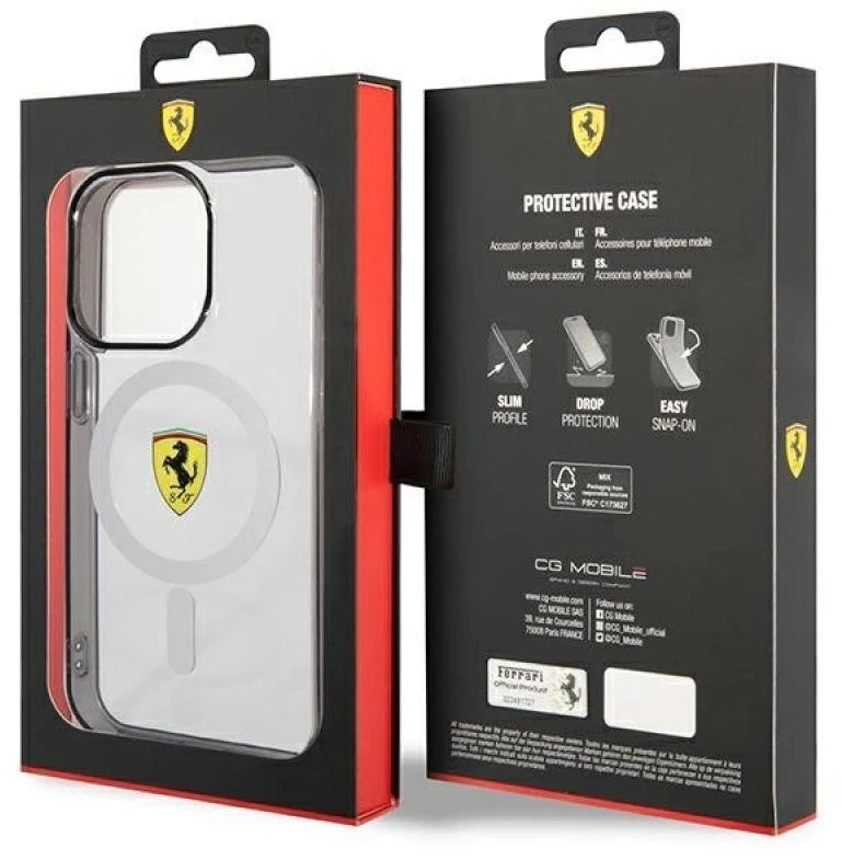 Ferrari FEHMP14LURKT Apple iPhone 14 Pro 6,1″ skaidrus kietas dėklas Outline Magsafe