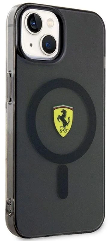 Ferrari FEHMP14SURKK Apple iPhone 14 / 15 / 13 6.1″ juodos spalvos kietas dėklas Translucent Magsafe