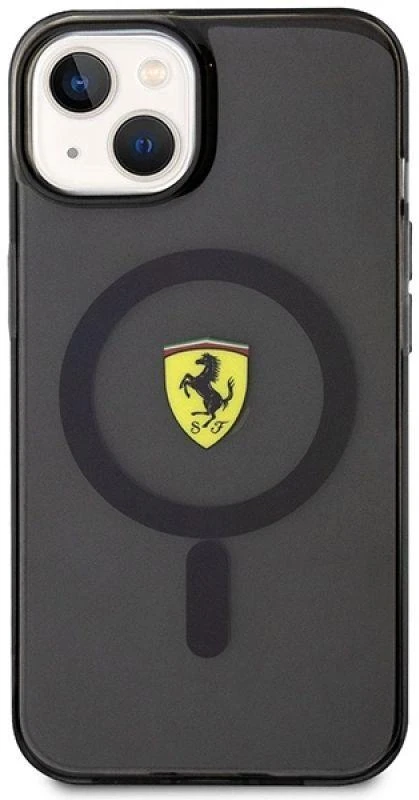 Ferrari FEHMP14SURKK Apple iPhone 14 / 15 / 13 6.1″ juodos spalvos kietas dėklas Translucent Magsafe