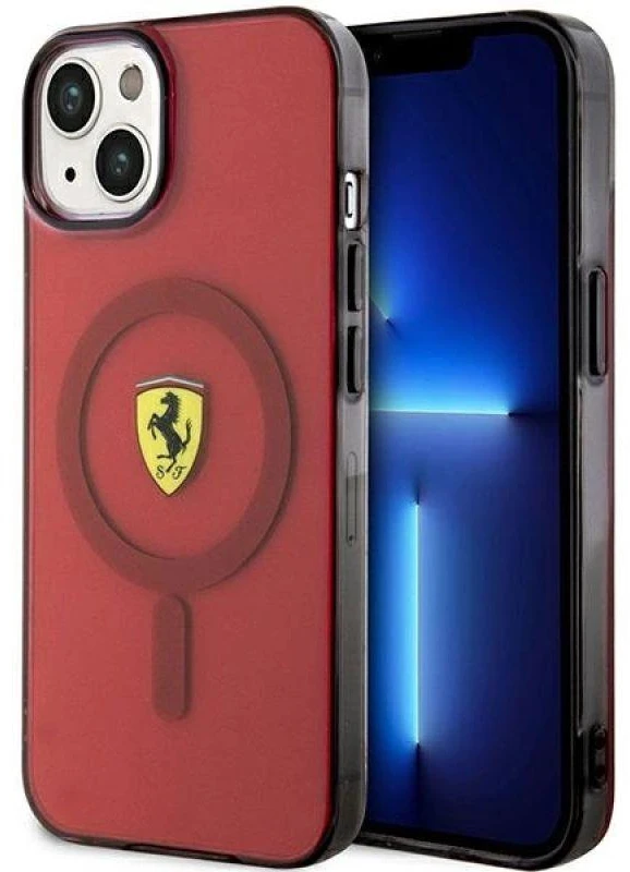Ferrari FEHMP14SURKR Apple iPhone 14 / 15 / 13 6.1″ red kietas dėklas Translucent Magsafe