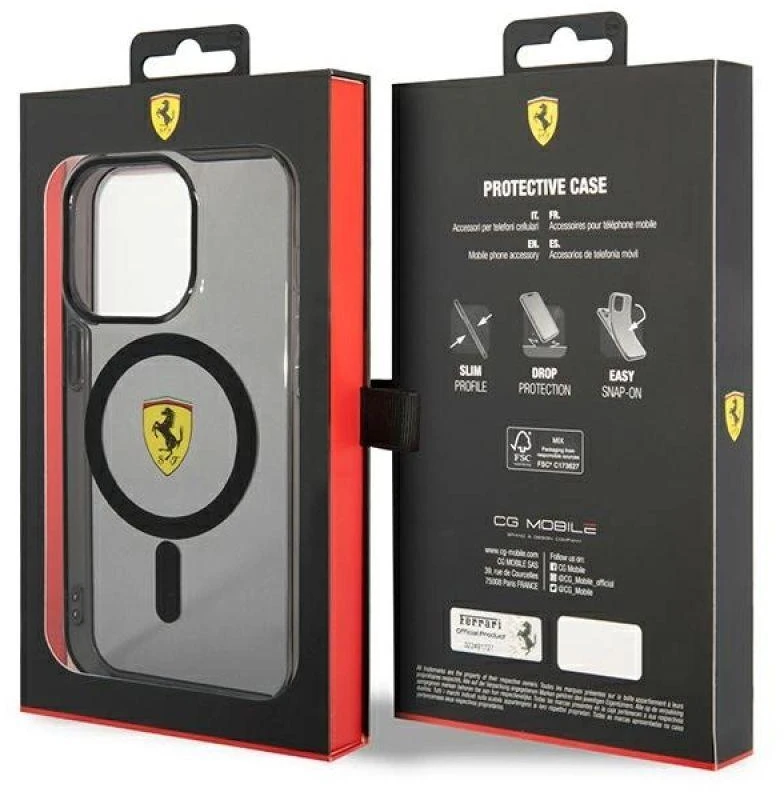 Ferrari FEHMP14XURKK Apple iPhone 14 Pro Max 6.7″ juodos spalvos kietas dėklas Translucent Magsafe