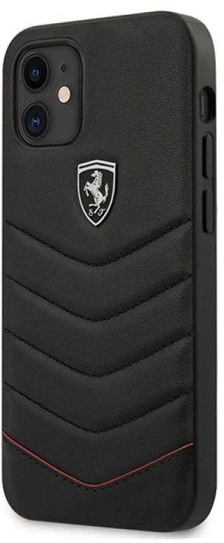 Ferrari FEHQUHCP12SBK Apple iPhone 12 mini 5,4″ juodos spalvos kietas dėklas Off Track Quilted