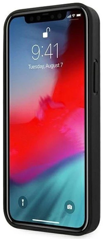 Ferrari FEOMSHCP12LBK Apple iPhone 12 Pro Max dėklas telefonui juodos spalvos Off Track Leather Nylon Stripe