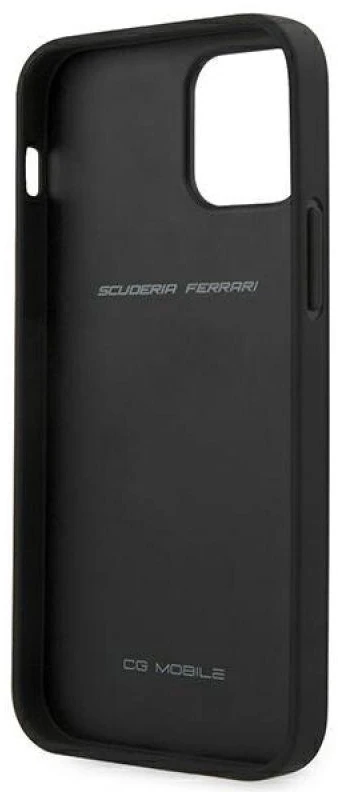 Ferrari FEOMSHCP12LBK Apple iPhone 12 Pro Max dėklas telefonui juodos spalvos Off Track Leather Nylon Stripe