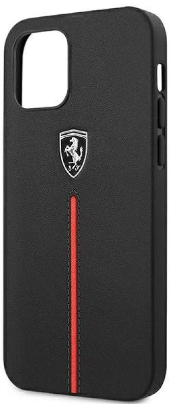 Ferrari FEOMSHCP12LBK Apple iPhone 12 Pro Max dėklas telefonui juodos spalvos Off Track Leather Nylon Stripe