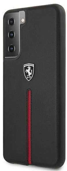 Ferrari FEOSIHCS21MBK S21+ G996 juodos spalvos kietas dėklas Off Track Leather Nylon Stripe