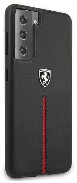 Ferrari FEOSIHCS21MBK S21+ G996 juodos spalvos kietas dėklas Off Track Leather Nylon Stripe