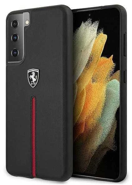 Ferrari FEOSIHCS21MBK S21+ G996 juodos spalvos kietas dėklas Off Track Leather Nylon Stripe