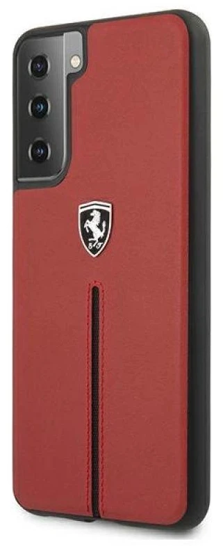 Ferrari FEOSIHCS21MRE S21+ G996 red kietas dėklas Off Track Leather Nylon Stripe