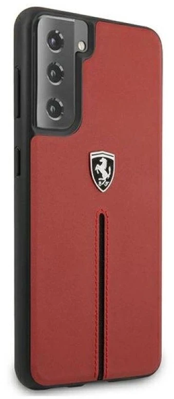 Ferrari FEOSIHCS21MRE S21+ G996 red kietas dėklas Off Track Leather Nylon Stripe