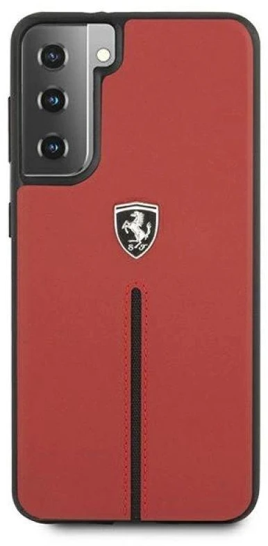 Ferrari FEOSIHCS21MRE S21+ G996 red kietas dėklas Off Track Leather Nylon Stripe