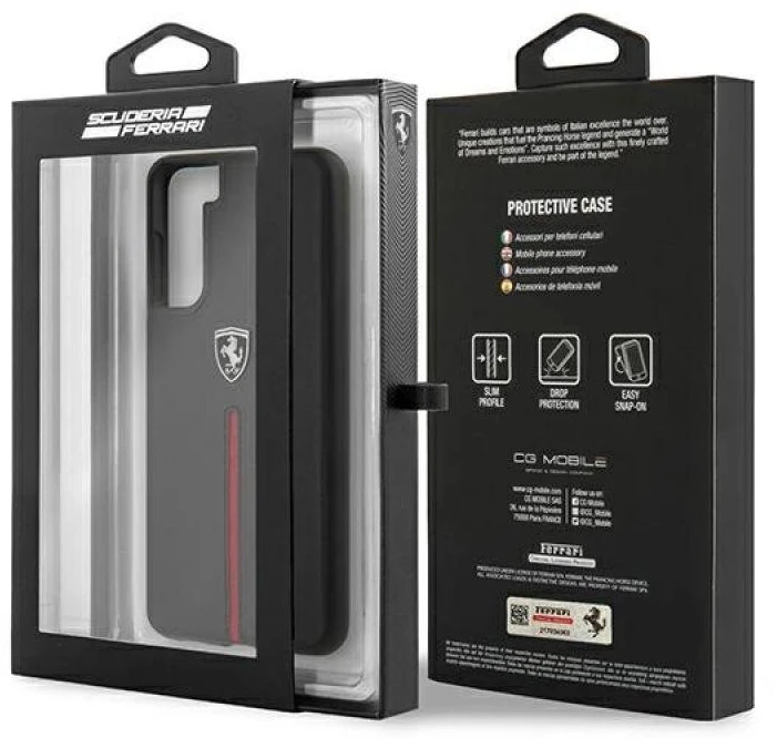 Ferrari FEOSIHCS21SBK S21 G991 juodos spalvos kietas dėklas Off Track Leather Nylon Stripe