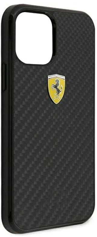 Ferrari FERCAHCP12SBK Apple iPhone 12 mini 5,4″ juodos spalvos kietas dėklas On Track Real Carbon