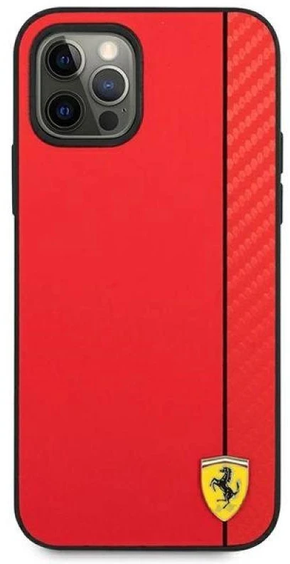 Ferrari FESAXHCP12LRE Apple iPhone 12 Pro Max 6,7″ red kietas dėklas On Track Carbon Stripe