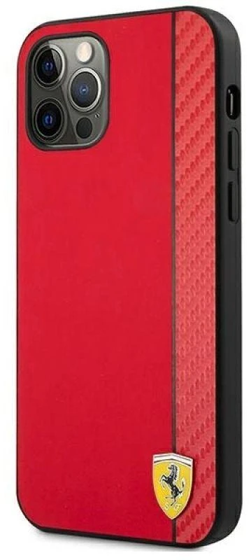 Ferrari FESAXHCP12LRE Apple iPhone 12 Pro Max 6,7″ red kietas dėklas On Track Carbon Stripe