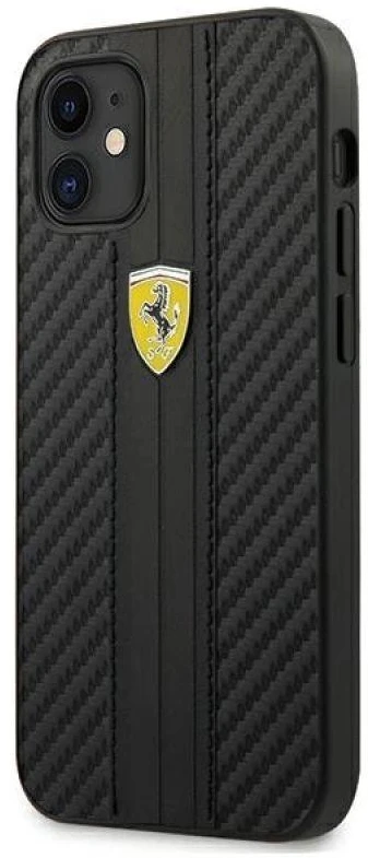 Apple iPhone 12 Mini Ferrari dėklas On Track PU Carbon (FESNECHCP12SBK) juodos spalvos