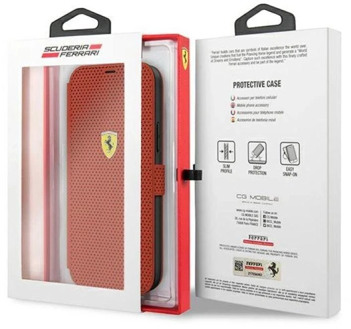 Dėklas Ferrari FESPEFLBKP12SRE Apple iPhone 12 mini 5,4″ raudonos spalvos book On Track Perforated