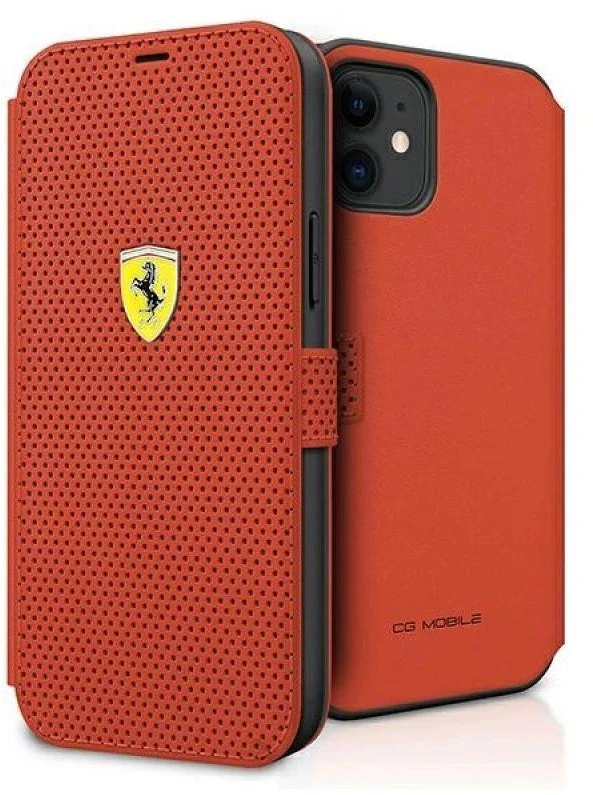 Dėklas Ferrari FESPEFLBKP12SRE Apple iPhone 12 mini 5,4″ raudonos spalvos book On Track Perforated