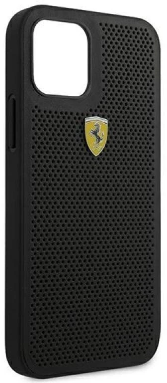 Ferrari FESPEHCP12LBK Apple iPhone 12 Pro Max 6,7″ juodos spalvos kietas dėklas On Track Perforated