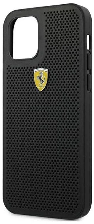 Ferrari FESPEHCP12LBK Apple iPhone 12 Pro Max 6,7″ juodos spalvos kietas dėklas On Track Perforated