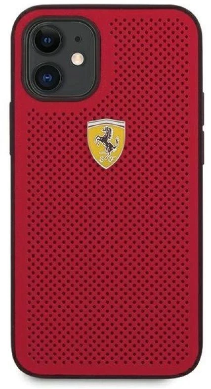 Apple iPhone 12 Mini Ferrari dėklas On Track Perforated (FESPEHCP12SRE) raudonos spalvos