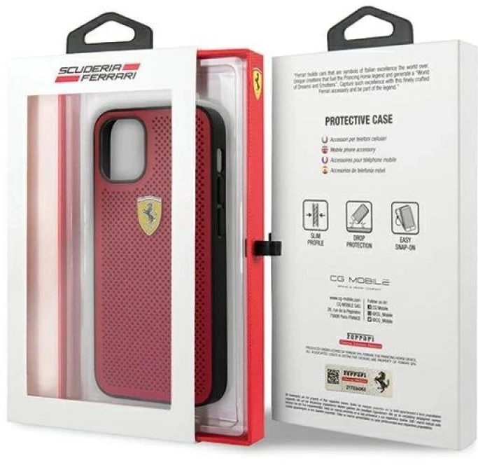 Apple iPhone 12 Mini Ferrari dėklas On Track Perforated (FESPEHCP12SRE) raudonos spalvos