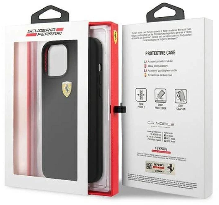 Ferrari FESSIHCP12LBK Apple iPhone 12 Pro Max 6,7″ juodos spalvos kietas dėklas On Track Silicone