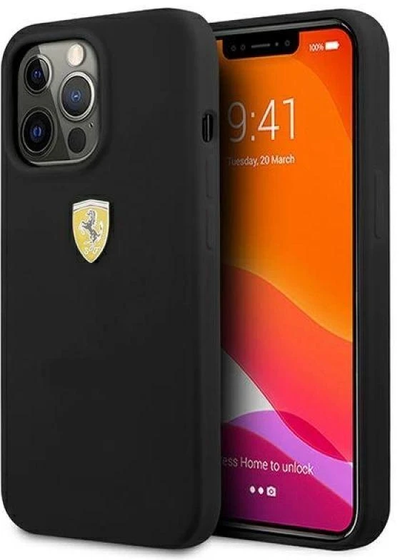 Ferrari FESSIHCP13LBK Apple iPhone 13 Pro / 13 6,1″ juodos spalvos kietas dėklas Silicone