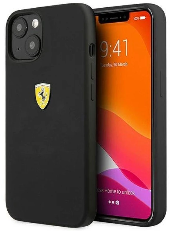 Ferrari FESSIHCP13SBK Apple iPhone 13 mini 5,4″ juodos spalvos kietas dėklas Silicone