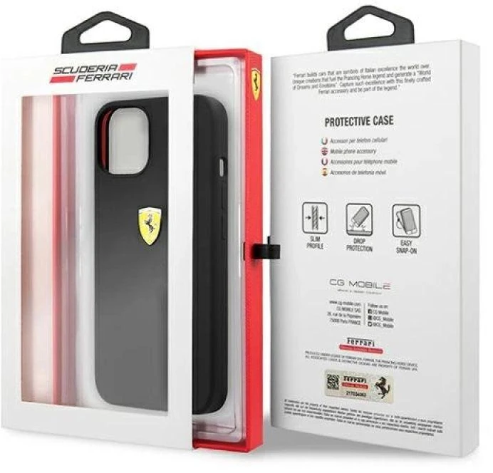 Ferrari FESSIHCP13SBK Apple iPhone 13 mini 5,4″ juodos spalvos kietas dėklas Silicone
