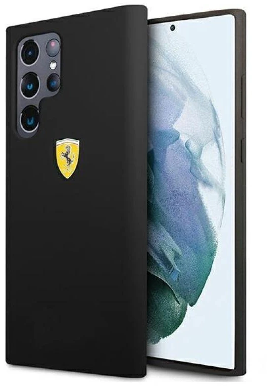 Ferrari FESSIHCS22LBK S22 Ultra S908 juodos spalvos kietas dėklas On Track Silicone